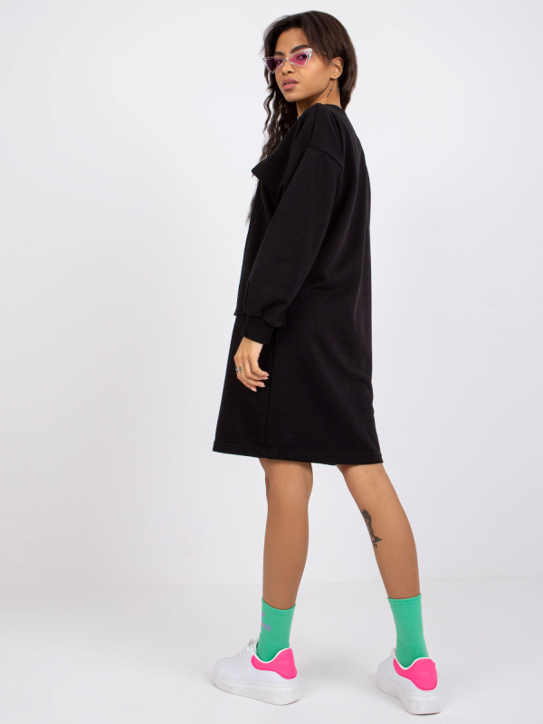 ex moda Mikinové šaty EM-SK-717.33X ex mode Barva: Černá, Velikost: UNI