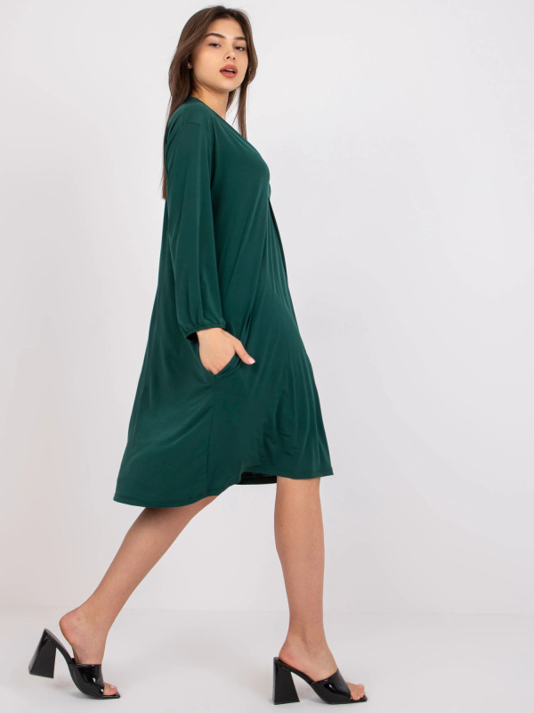 Dámské šaty Dress-EM-SK-604.10P-tmavě zelená jedna velikost