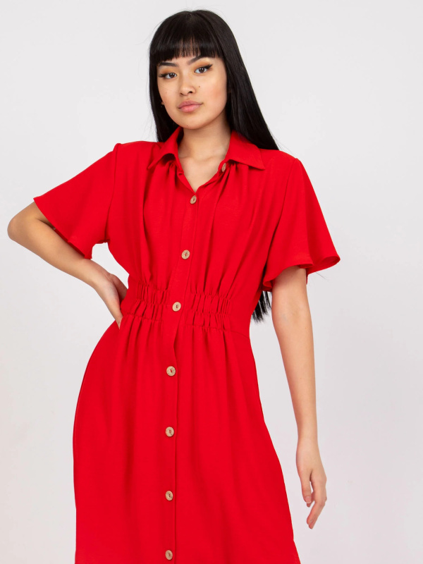 RUE PARIS Dámské šaty CHA-SK-2904.89 Barva: Červená, Velikost: L/XL