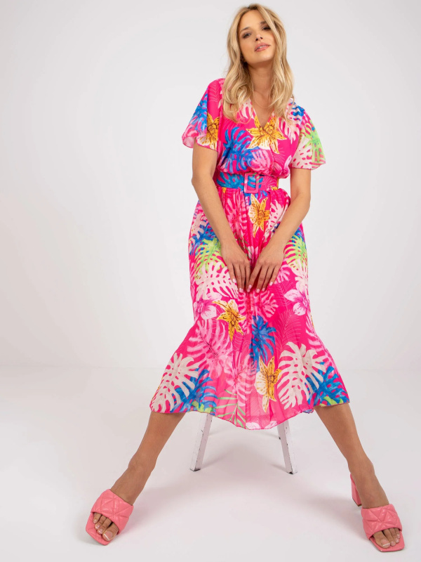 Šaty DHJ-SK-11331-4.99 ITALY MODA Barva: Růžová - tmavě, Velikost: UNI