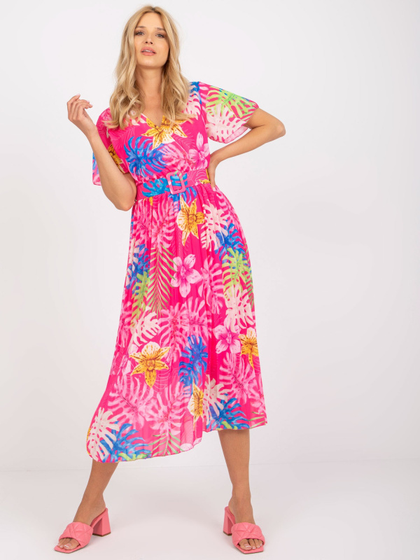 Šaty DHJ-SK-11331-4.99 ITALY MODA Barva: Růžová - tmavě, Velikost: UNI