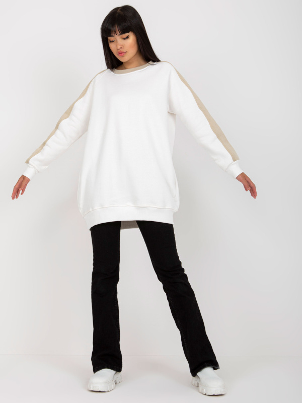 Dámská Oversize mikina RV-TU-8231.78P RUE PARIS Barva: Bílá, Velikost: L/XL