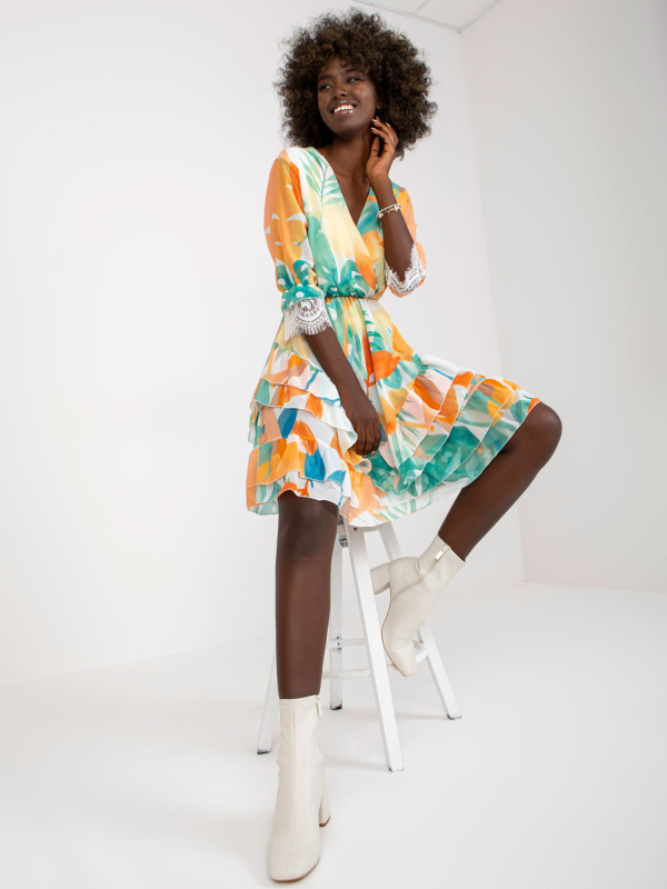 Šaty DHJ-SK-0997-1.33X ITALY MODA Barva: Oranžová, Velikost: UNI