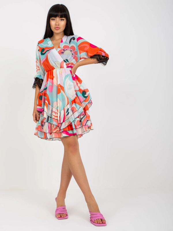 Šaty DHJ-SK-0997-2.34X ITALY MODA Barva: Oranžová, Velikost: UNI