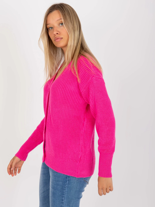 Dámský svetr LC SW 0321 fluo růžový jedna velikost