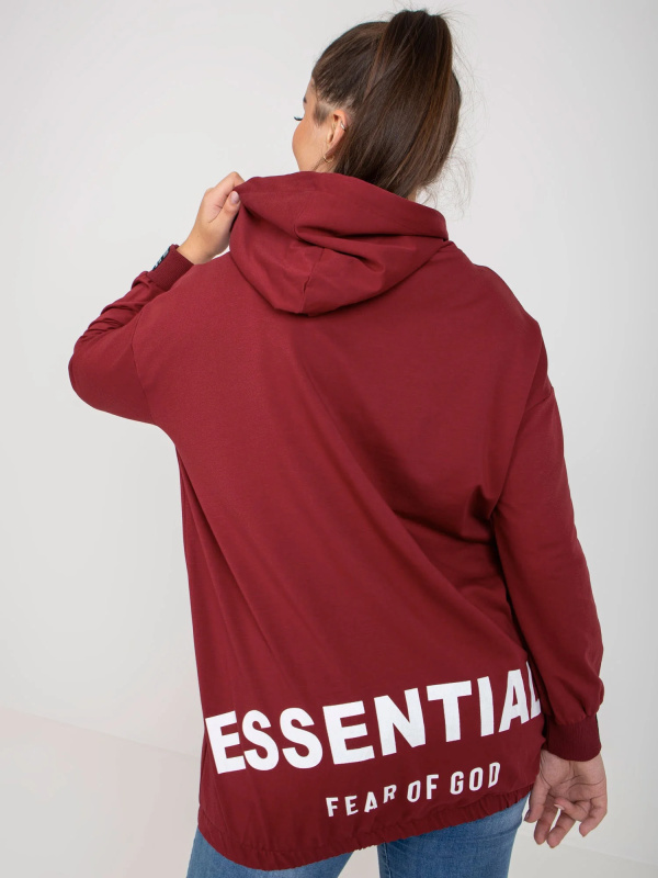 RELEVANCE Mikina Plus Size-RV-BL-8277.28 Barva: Bordó, Velikost: UNI