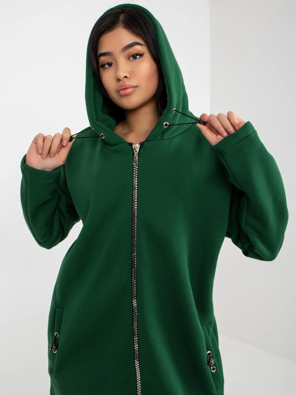 Mikina RV-BL-4858-1.99P RUE PARIS Barva: Zelená - tmavě, Velikost: L/XL