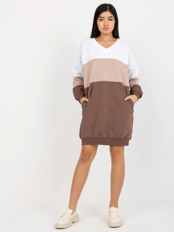 RV SK 8382 šaty.31 bílo-hnědá L/XL