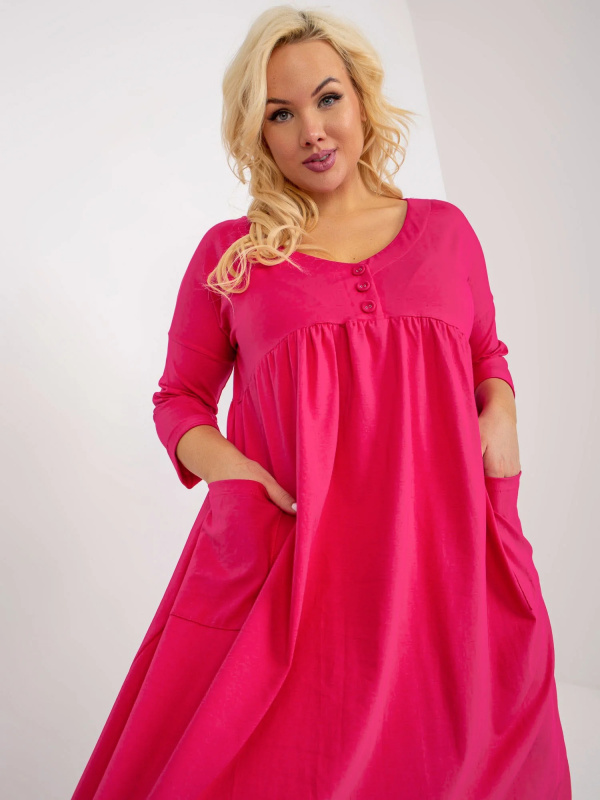 Šaty Plus Size RV-SK-8529.37P RELEVANCE Barva: Růžová - tmavě, Velikost: UNI