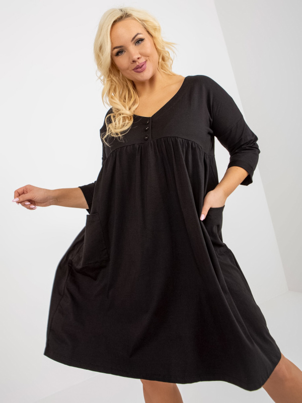 Šaty Plus Size RV-SK-8529.37P RELEVANCE Barva: Černá, Velikost: UNI
