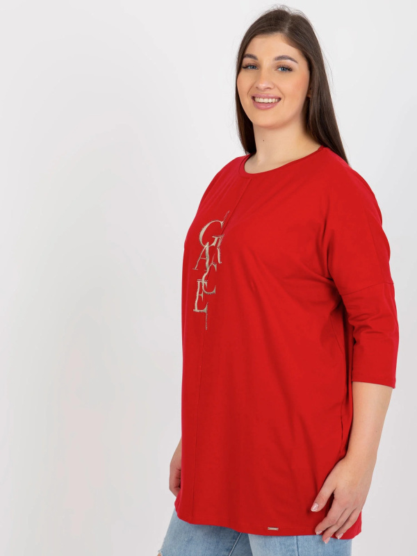 Tunika Plus size RV-TU-8534.63P RELEVANCE Barva: Červená, Velikost: UNI