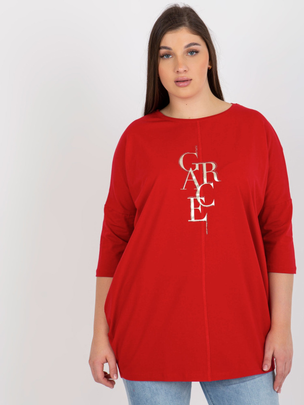 Tunika Plus size RV-TU-8534.63P RELEVANCE Barva: Červená, Velikost: UNI