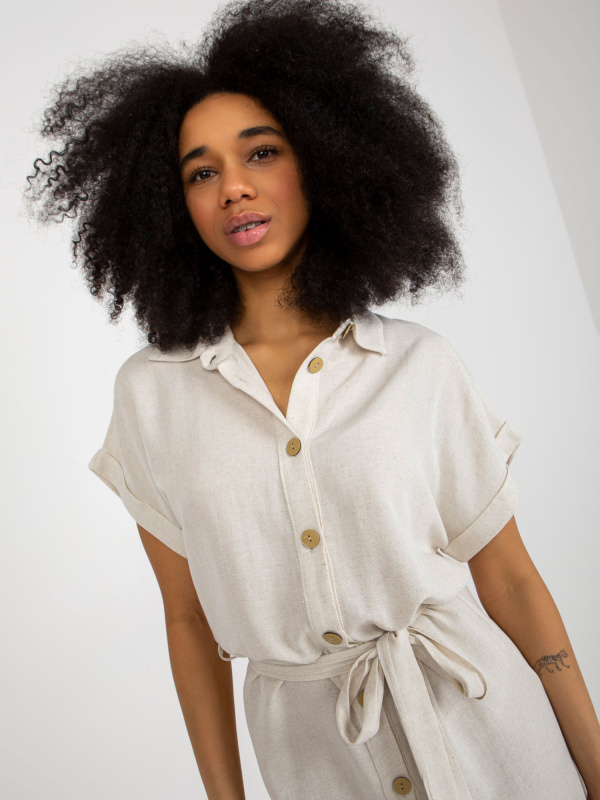 RUE PARIS Šaty -WN-SK-VE40.43P Barva: Béžová - světle, Velikost: L