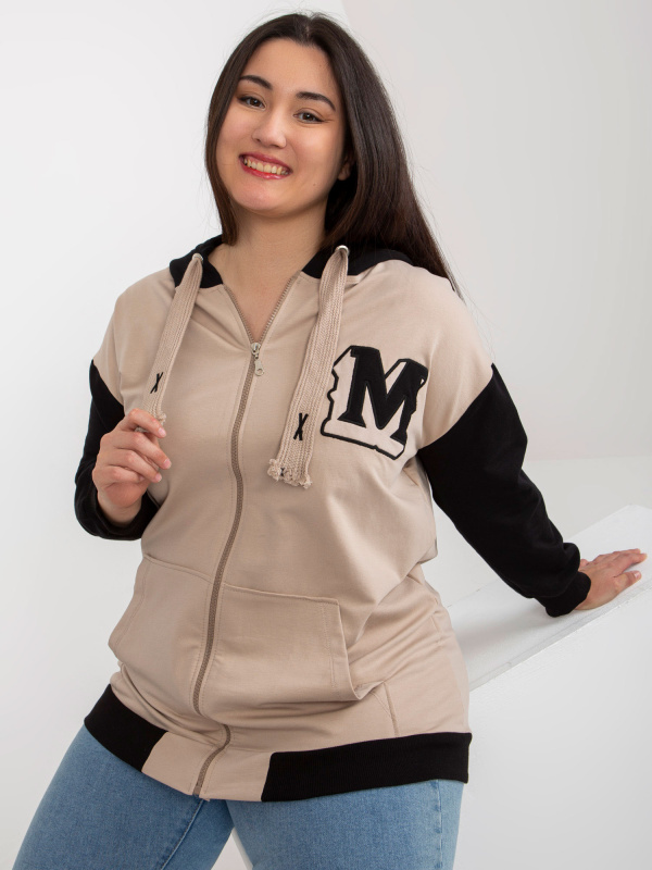RELEVANCE Mikina Plus Size -RV-BL-8272.85 Barva: Černá, Velikost: UNI