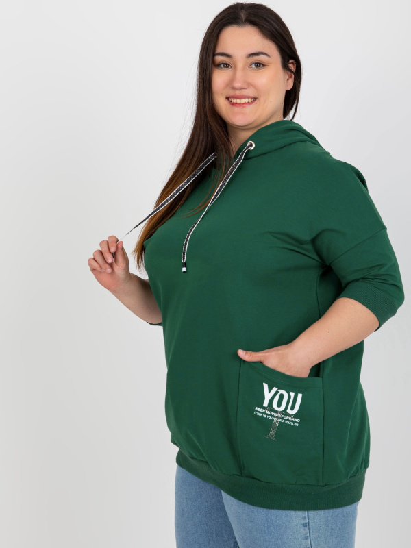 Dámská mikina Plus size RV-TU-8154.49P RELEVANCE Barva: Zelená - tmavě, Velikost: UNI