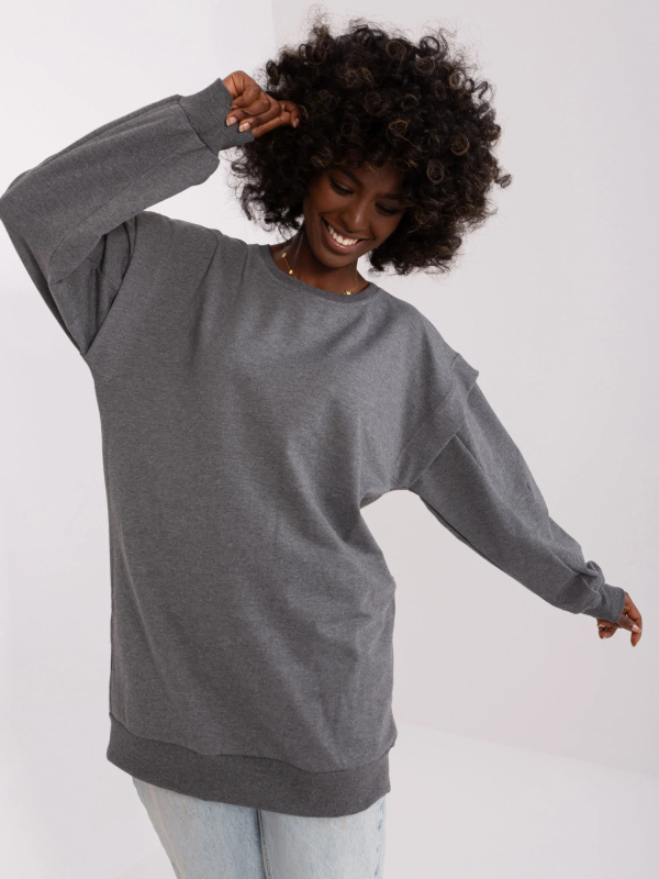 Dámská oversize mikina EM-TU-HS-21-499.21 Lily Rose Barva: Šedá - tmavě, Velikost: S
