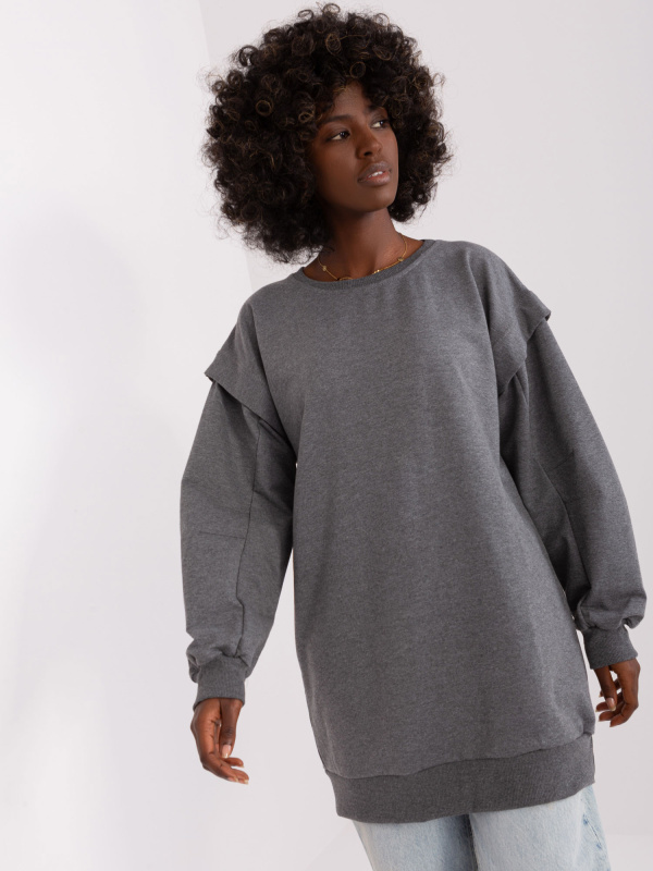 Dámská oversize mikina EM-TU-HS-21-499.21 Lily Rose Barva: Šedá - tmavě, Velikost: S