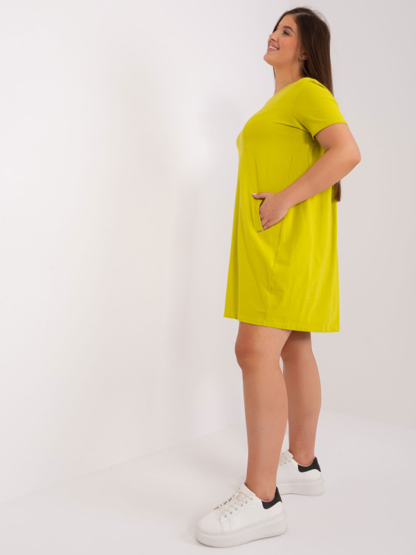 Šaty Plus Size RV-SK-8768.17P RELEVANCE Barva: Žlutá, Velikost: UNI