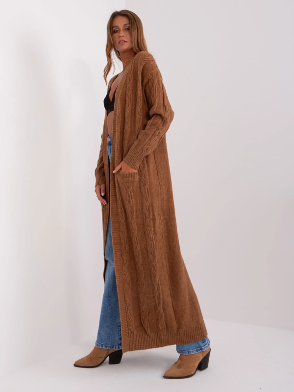 Wool Fashion Italia Kardigan-AT-SW-2395.30 Barva: Béžová - tmavě, Velikost: UNI