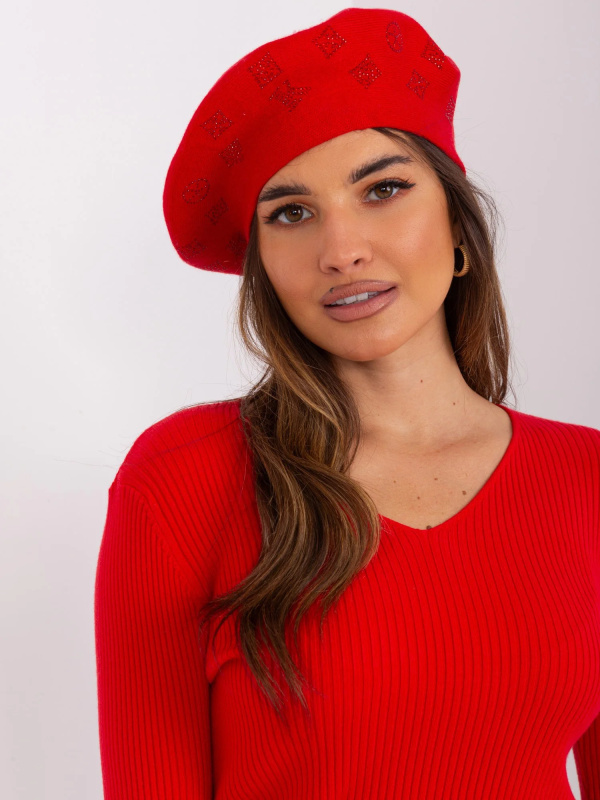 Wool Fashion Italia Baret-AT-CZ-2318.30 Barva: Červená, Velikost: UNI