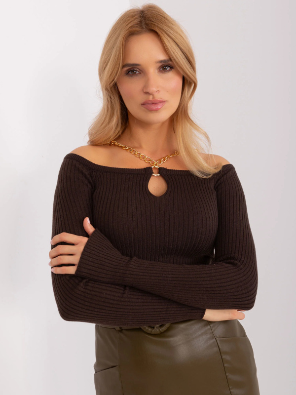 EM SW 070921 Svetr.49 tmavě hnědá M/L