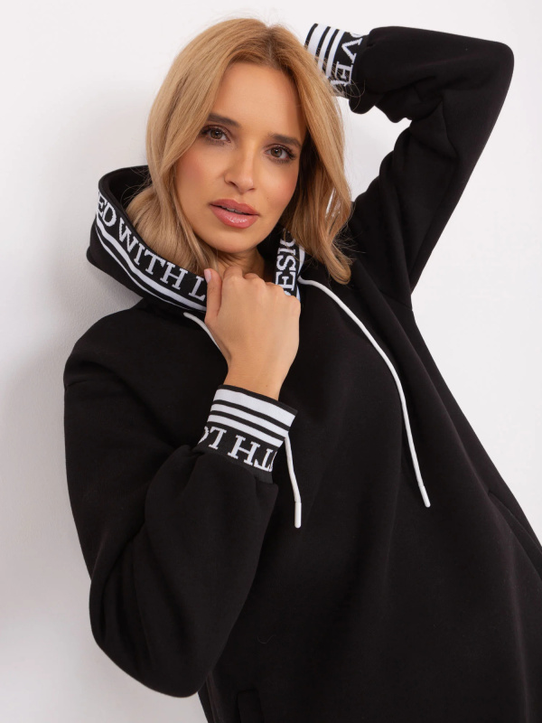 Mikinové šaty RV-TU-9224.95P RELEVANCE Barva: Černá, Velikost: L/XL