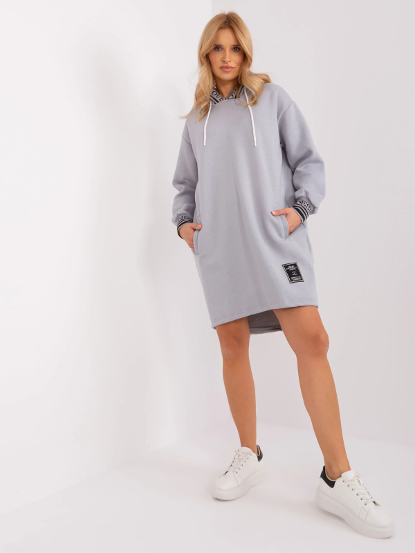 Mikinové šaty RV-TU-9224.95P RELEVANCE Barva: Šedá, Velikost: L/XL