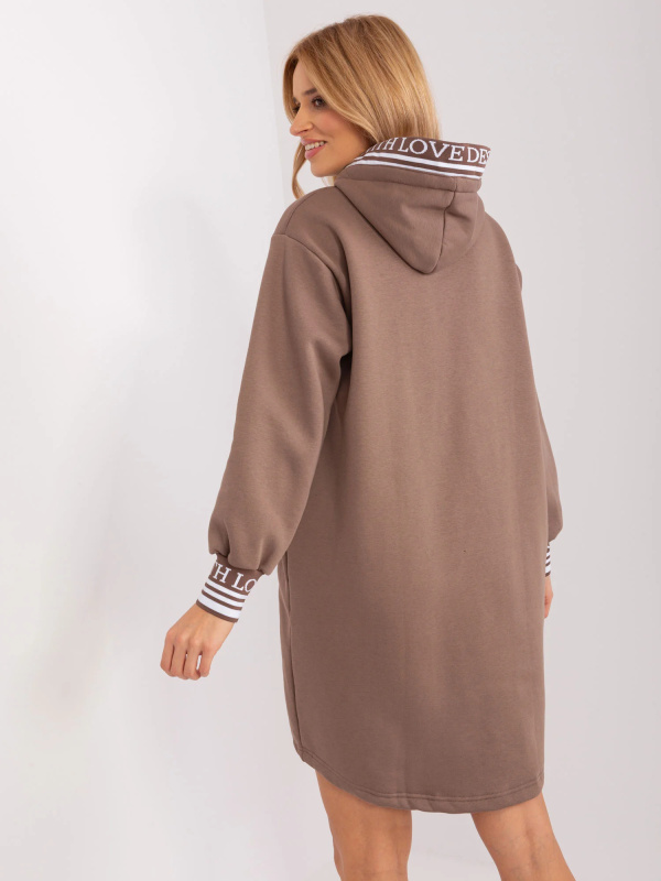 Mikinové šaty RV-TU-9224.95P RELEVANCE Barva: Béžová, Velikost: L/XL