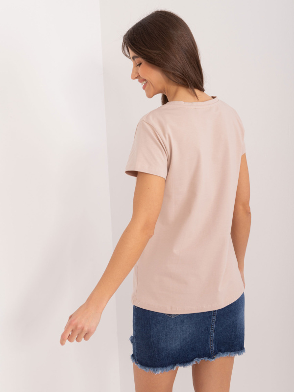 BASIC FEEL GOOD Dámské triko -RV-BZ-9622.16X Barva: Béžová - tmavě, Velikost: L/XL