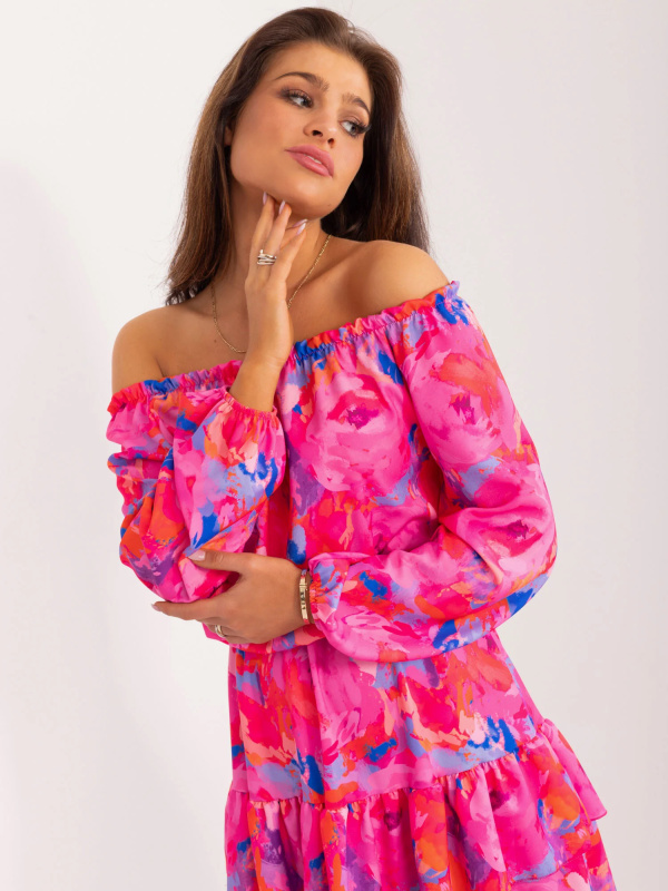RUE PARIS Šaty -WN-SK-8282.32 Barva: Růžová - tmavě, Velikost: L/XL