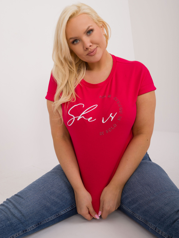 Tričko Plus Size RV-TS-9476.25 RELEVANCE Barva: Červená, Velikost: UNI