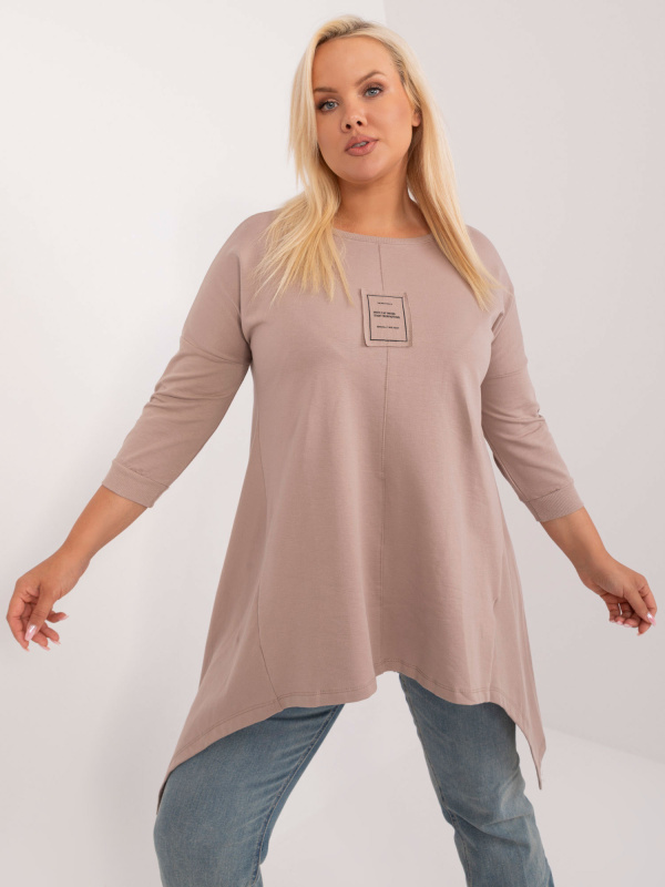 Tunika Plus size RV-TU-9089.87 RELEVANCE Barva: Béžová - tmavě, Velikost: UNI