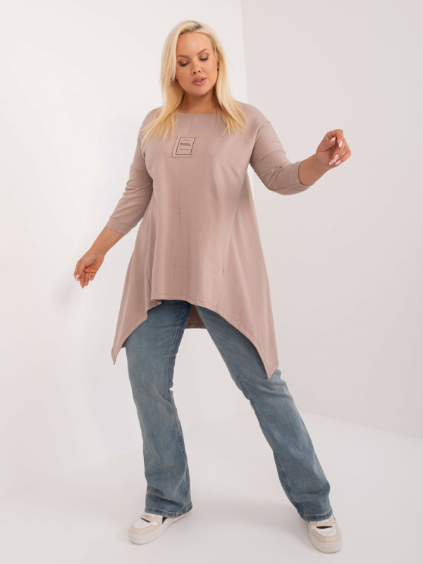 Tunika Plus size RV-TU-9089.87 RELEVANCE Barva: Béžová - tmavě, Velikost: UNI