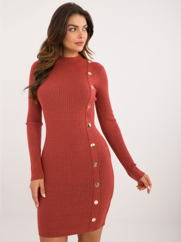 Wool Fashion Italia Dámské šaty AT-SK-2345-2.32 Barva: Oranžová, Velikost: S/M