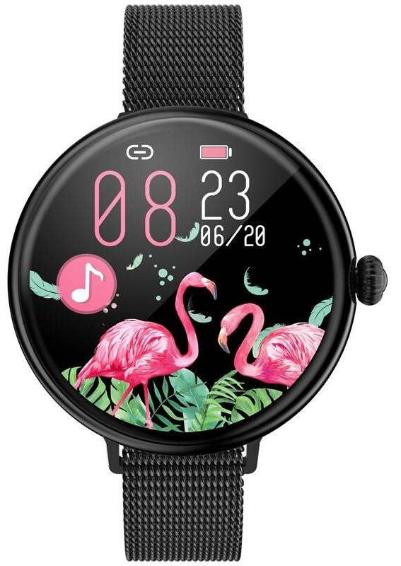 Chytré hodinky IMMAX Lady Music Fit / 1,1" (2,8 cm) TFT LCD displej / 4 GB / 320 x 320 px / černá Varianta: ivi1