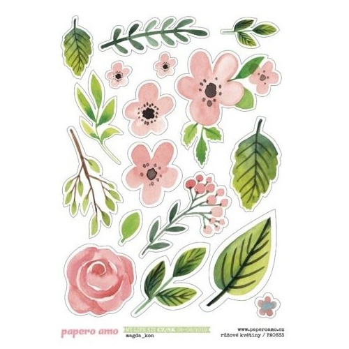 Samolepky A6 - Růžové květiny