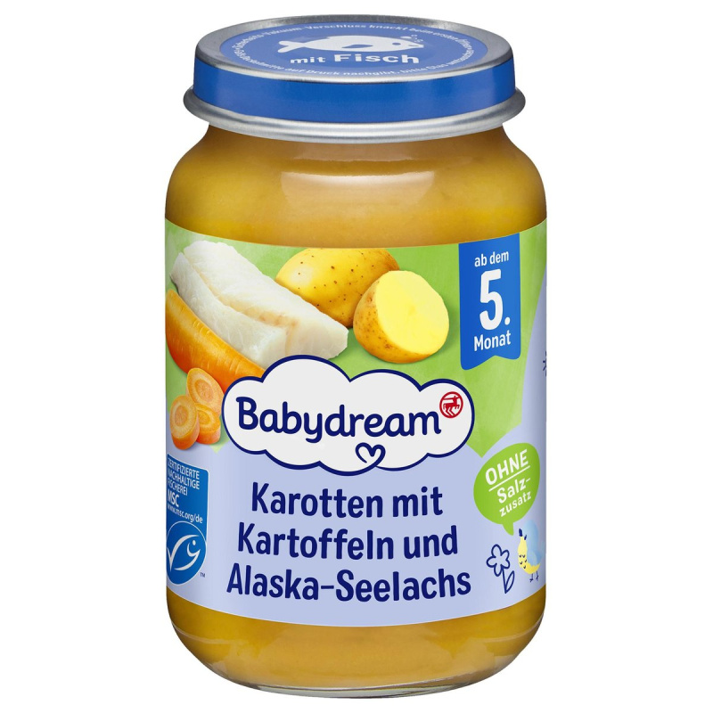 Babydream BIO Příkrm aljašská treska s mrkví a bramborem