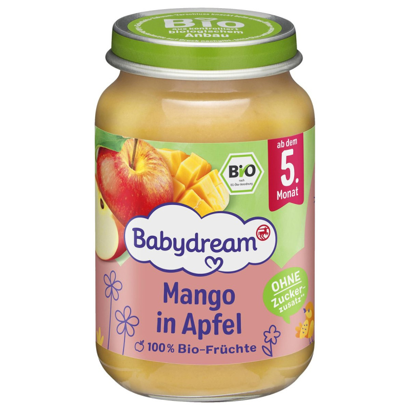 Babydream BIO Ovocné pyré jablko s mangem