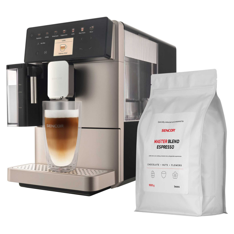 Sencor SES 9350CH + 1 kg kávy Master Blend Automatické Espresso + Káva ZDARMA