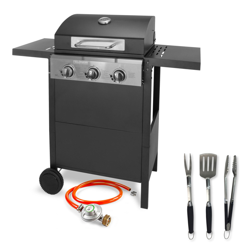 Fieldmann FZG 3003 + FZG 9017  Sada Plynový gril 3 hořáky + grilovací náčiní