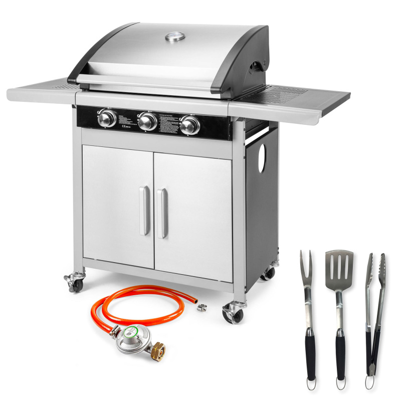 Fieldmann FZG 3005 + FZG 9017 Sada Plynový gril 3 hořáky + grilovací náčiní