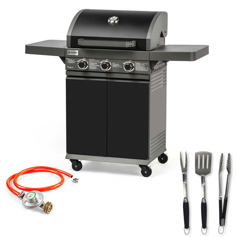 Fieldmann FZG 3006 + FZG 9017  Sada Plynový gril 3 hoř.  + grilovací náčiní