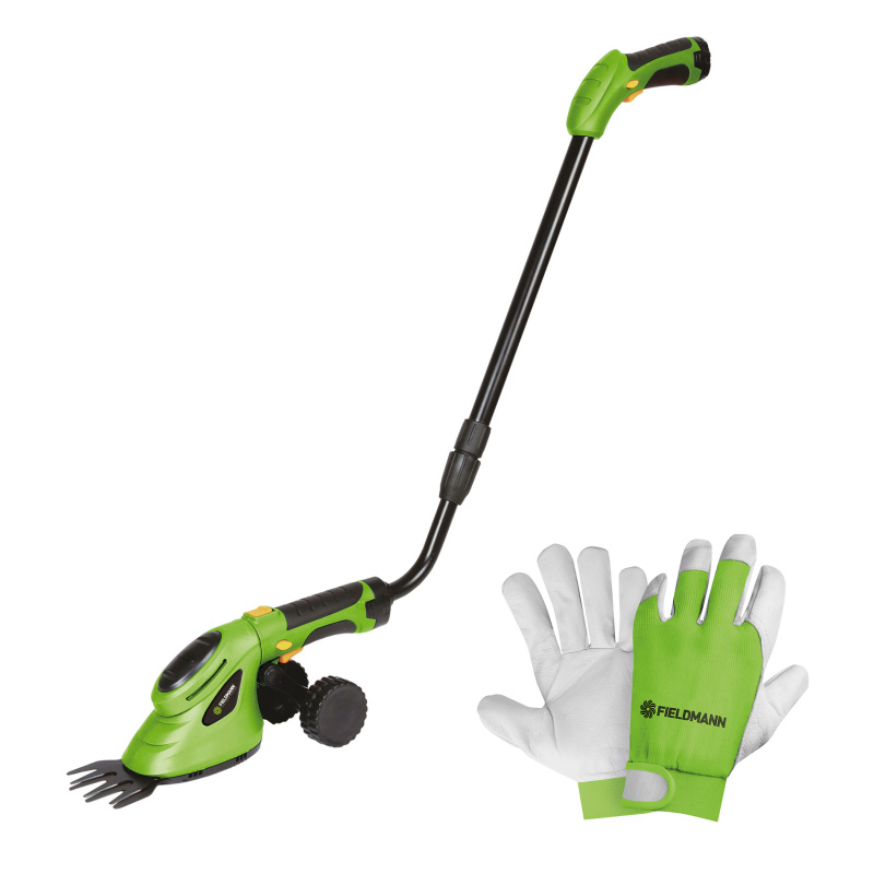 Fieldmann FZN 4102-AT + FZO 5010 Sada Aku nůžky na trávu a keře teleskopické + Pracovní rukavice