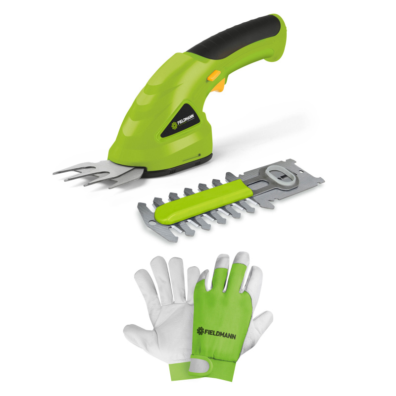 Fieldmann FZN 4000-A + FZO 5010 Sada Aku nůžky na trávu a keře + Pracovní rukavice