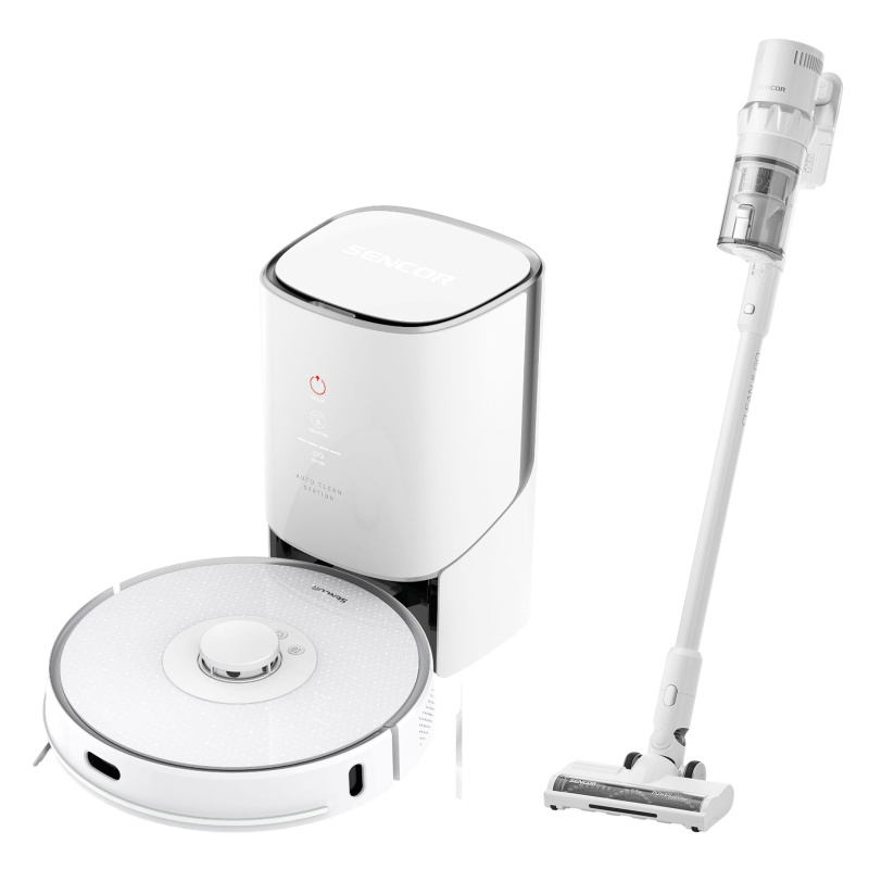 Sencor SRV 9385WH + SVC 7522WH Sada robotického a tyčového vysavače