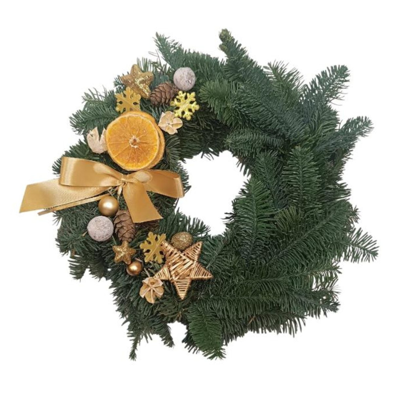 Vánoční věnec na dveře zlatý Ø 30cm