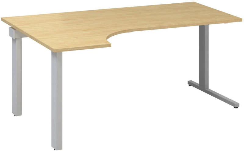 Interier Říčany Psací stůl Alfa 305 - ergo, levý, 180 cm, divoká hruška/stříbrný
