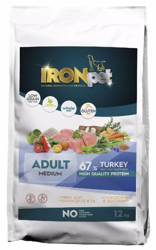 IRONpet Dog Adult Medium Turkey (Krůta) 12 kg