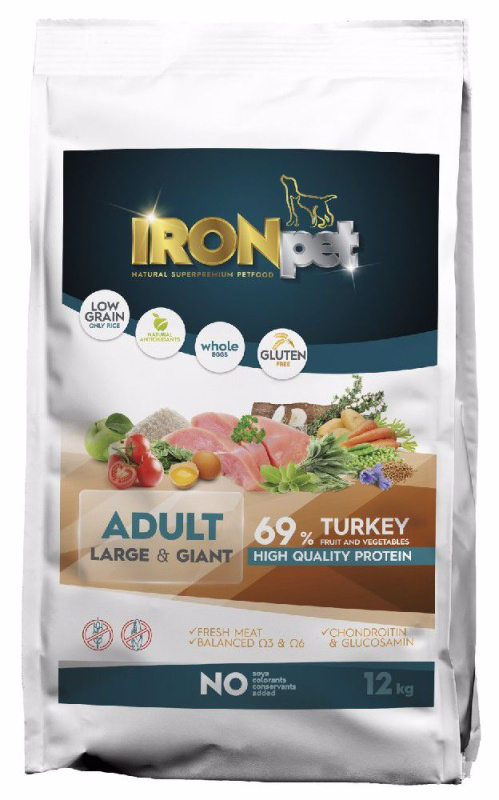 IRONpet Dog Adult Large & Giant Turkey (Krůta) 12 kg