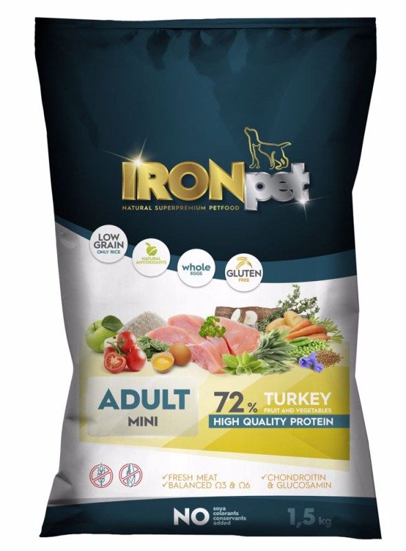 IRONpet Dog Adult Mini Turkey (Krůta) 1,5 kg